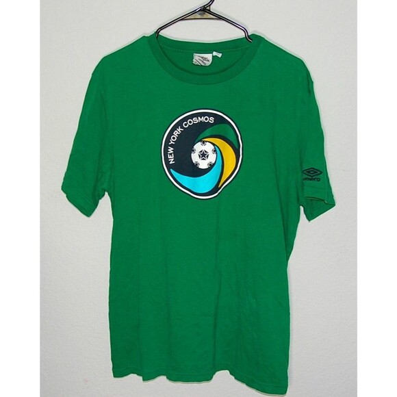 Vintage Umbro New York Cosmos T-Shirt Green Short Sleeve Sz XL Distressed - Read - Picture 1 of 6